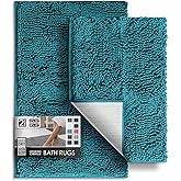 Hearth & Harbor Bathroom Rugs, Chenille Bath Mat - Machine Washable Bath Mats for Bathroom Non-Slip Backing Rubber, Quick Dry Bathroom Mat