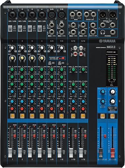 Yamaha MG12 12-Channel Mixing Console with D-Pre Preamps Phantom Power