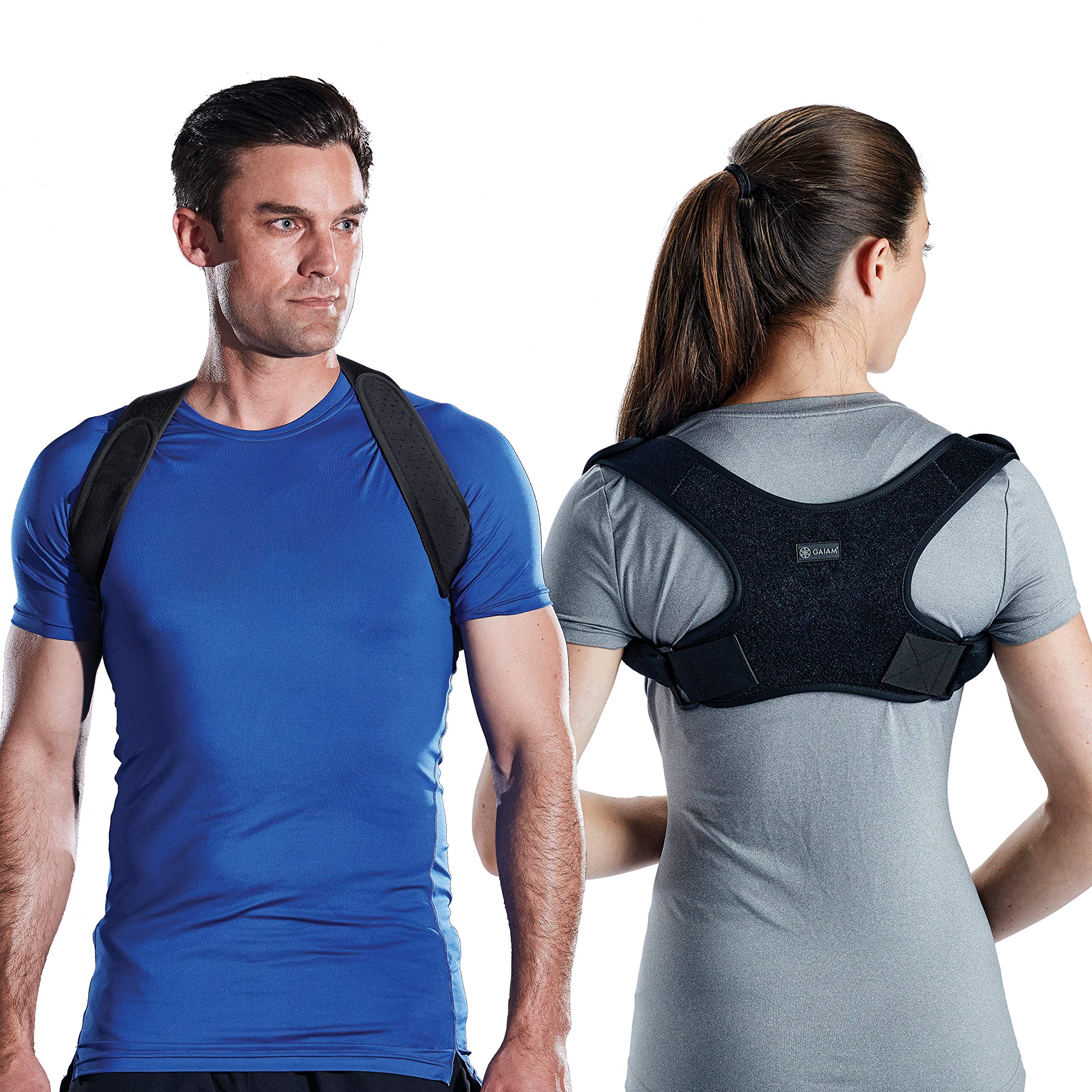 Gaiam Restore Posture Corrector for Women & Men - Neoprene Support with Adjustable Straps