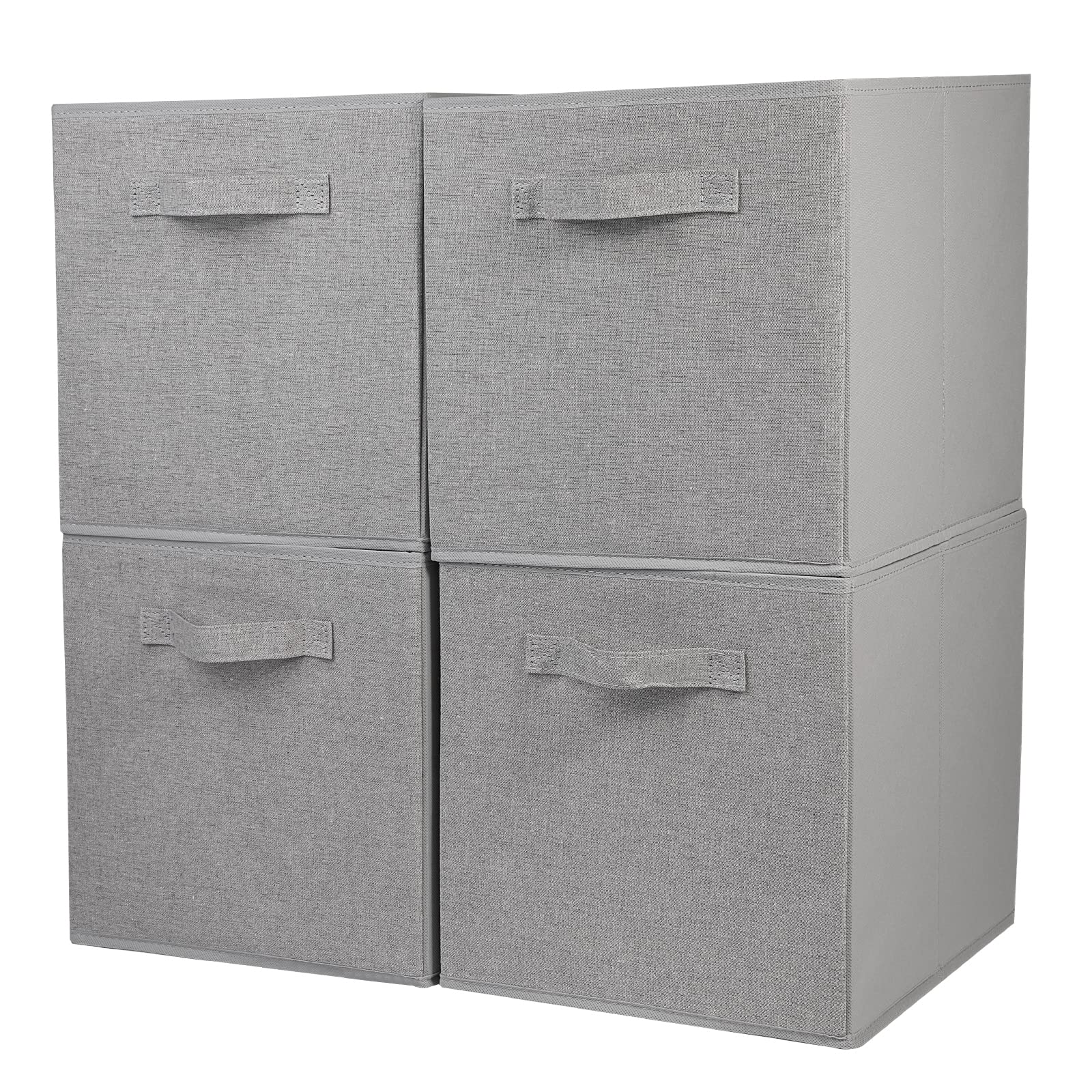 JAKAGO Foldable Storage Cubes 4 Pack,Superior Fabric Storage Boxes 30 x 30 x 30 cm,Cloth Drawer Organizer for Cube Shelves and Toys Clothes Magazines Books Storage(Grey)