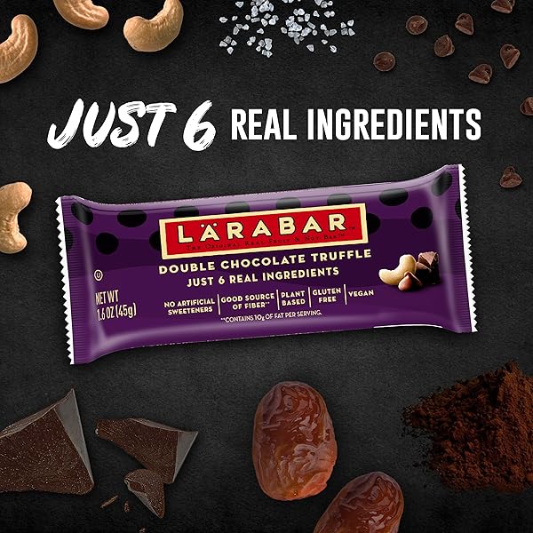 LARABAR DOUBLE CHOCOLATE TRUFFLE, GLUTEN FREE VEGAN FRUIT AND NUT BARS, 25.6 OZ, 16 CT