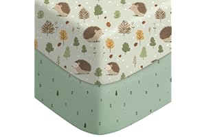 FILLEEP Pack and Play Sheets Fitted, Mini Crib Sheets 2-Pack for Pack N Play Mattress, Stretchy Playpen Sheet for Boys Girls, Softness and Breathable, 38" x 26"