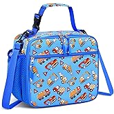 Dailyice Kids Lunch Box Kids Lunch Bag for Girls Boys, Insulated Lunch Bag for Men with Shoulder Strap, Small Lunchbox for Girls School Travel Picnic (Blue, Car)