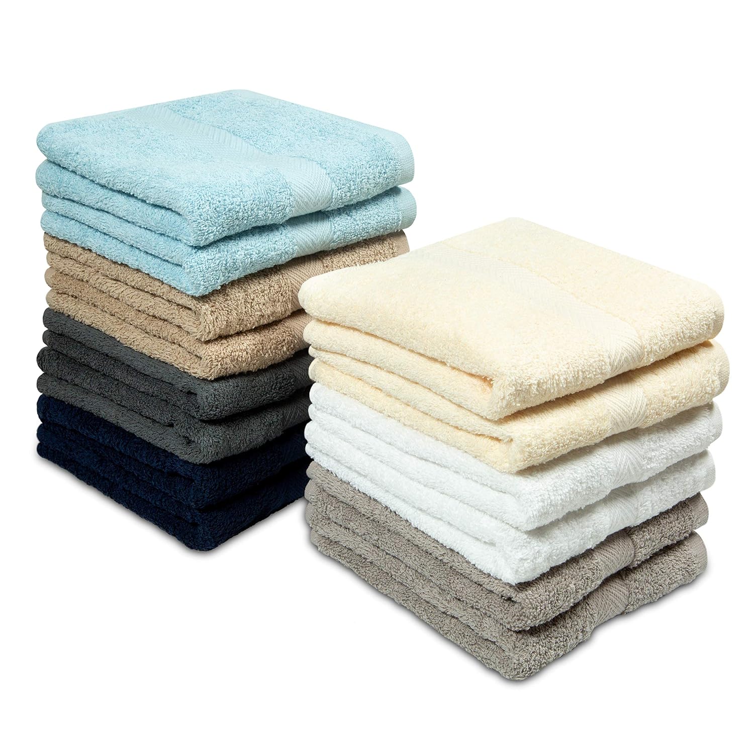 COTTON CRAFT 14 Pack Multi Color Hand Towels 100 Ringspun Cotton