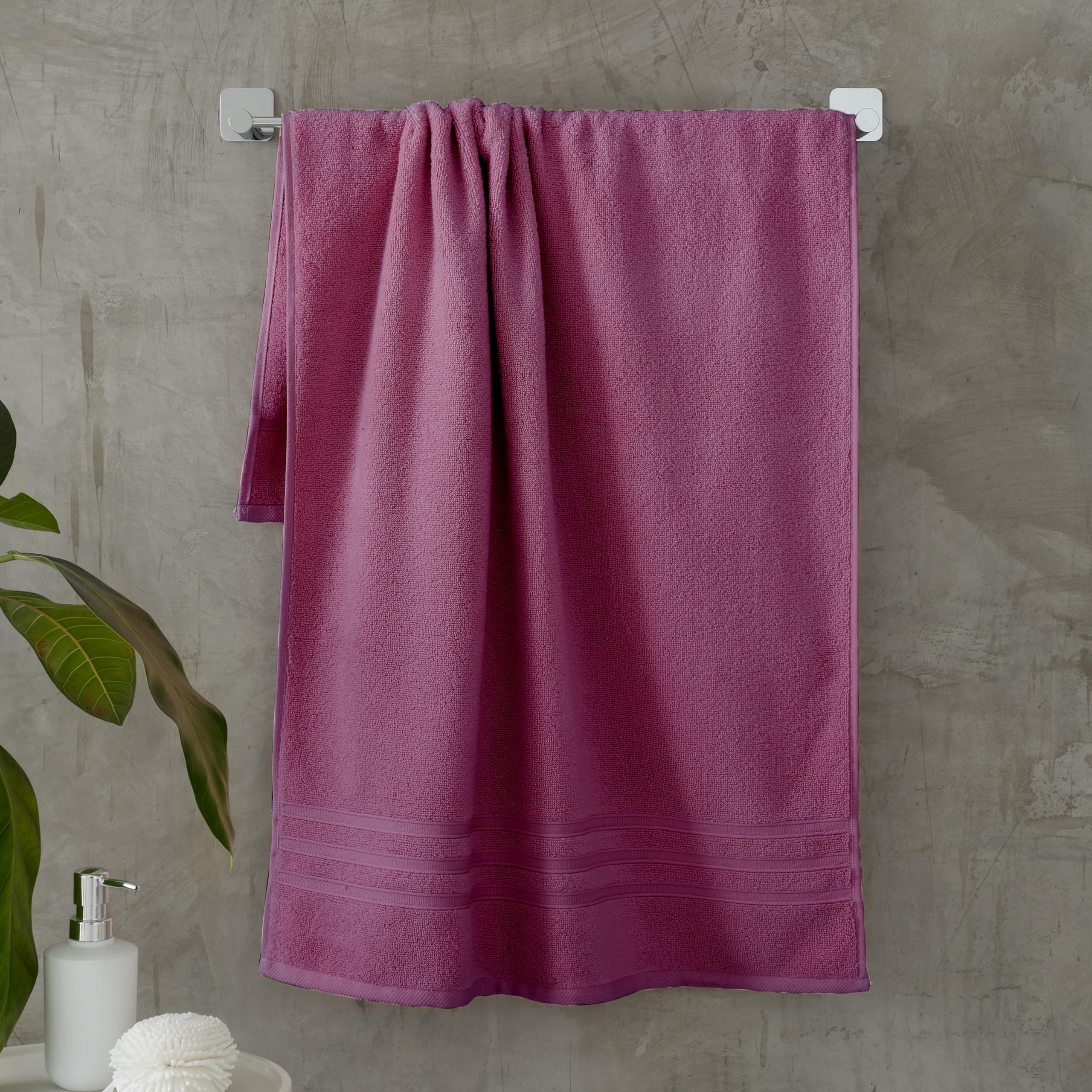 Catherine Lansfield Zero Twist Cotton 90x140cm Bath Sheet Pair Raspberry