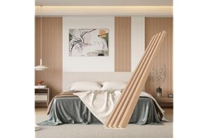 POHARE WPC Slat Wall Panels, 8 Pack Accent Slat Wood Slats for Wall and Ceilings, Acoustic Panels for Interior Wall Modern Décor, Oak, 95 x 6 in