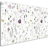 Cute Flower Mouse Pad Aesthetic Desk Mat Plants Large Extended Gaming Mousepad Floral XXL Desk Pad Keyboard and Mouse Mat 31.5''x15.75'', Desktop Decor Protectors Mats for Women Office Girl Gamer