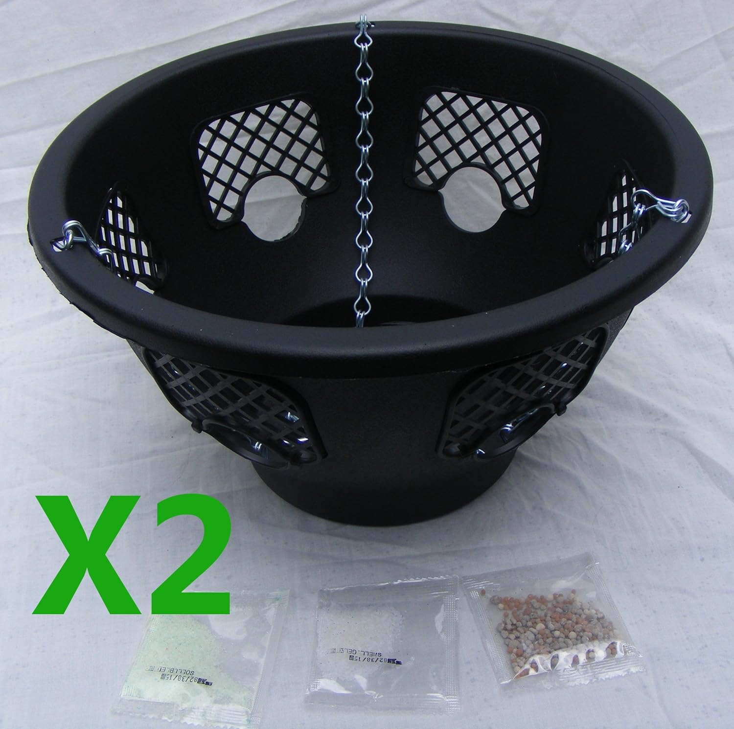 Garden & Outdoors 2 x 12 inch Black Plantopia Easy Fill Hanging Basket