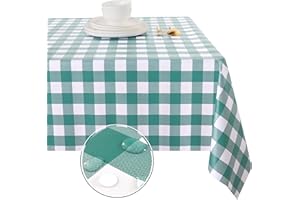 Obstal 100% Waterproof PVC Table Cloth, Oil-Proof Spill-Proof Vinyl Rectangle Tablecloth, Wipeable Table Cover for Outdoor and Indoor Use,Green Teal,54 x 78 Inch