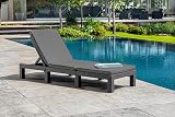 Keter Allibert Daytona Deluxe Outdoor Sun Lounger Graphite with Grey Cushions view 2