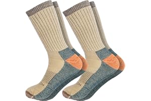 WOOLRICH JOHN RICH & BROS. Woolrich Merino Wool Socks for Men - Made in USA, Crew Hiking Sock, Made of 78% Merino Lambswool w/Padded Arch, 2 Pairs