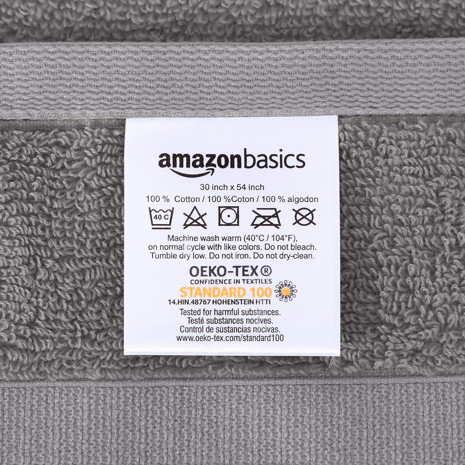 Basics Everyday Bath Towels, 6 Piece Set, Powder Grey, 100% Soft Cotton, Durable: Home & Kitchen