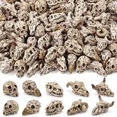 DIYDEC 100pcs Halloween Mini Skulls Figurines Skeleton Party Favor Toys | 5 Styles Miniature Resin Figures to Hide Little Tiny Resin Skulls for Crafts Halloween Bag Fillers Garden Dollhouse Decor