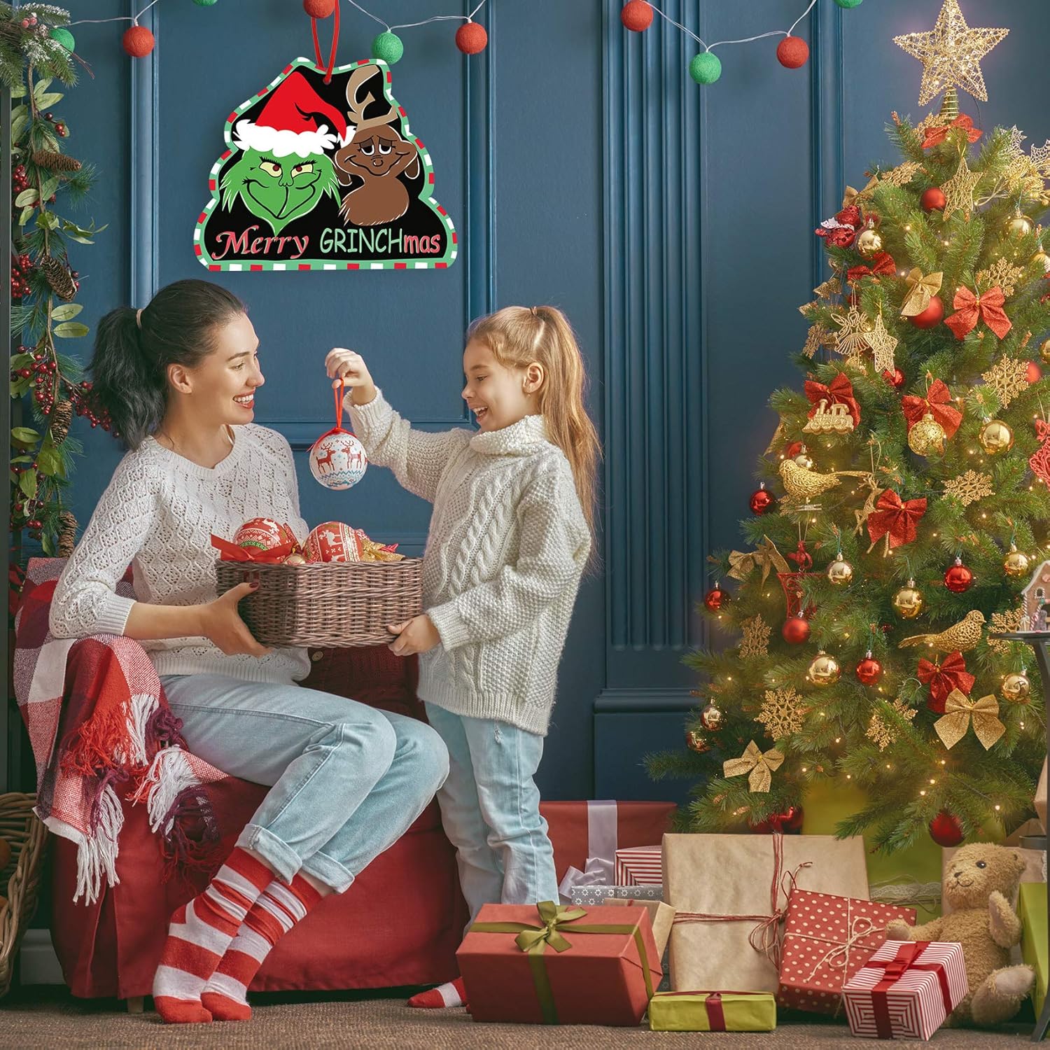 Christmas Door Wreath The Grinch Christmas Decorations Christmas Door Hanger Grinch Door Hanger Grinch Ornament Waterproof For Grinch Xmas Party Birthday Wall Outdoor Indoor Home Kitchen Home Decor Prb Org Af