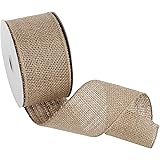 Morex Ribbon #1252 Burlap (Wired) Ribbon, 2.5" x 10 Yd, Natural
