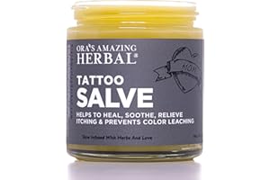 Ora's Amazing Herbal Tattoo Salve, Tattoo Aftercare Balm Cream Healing Ointment, Tattoo Care Brightener, USA Made, 4 oz