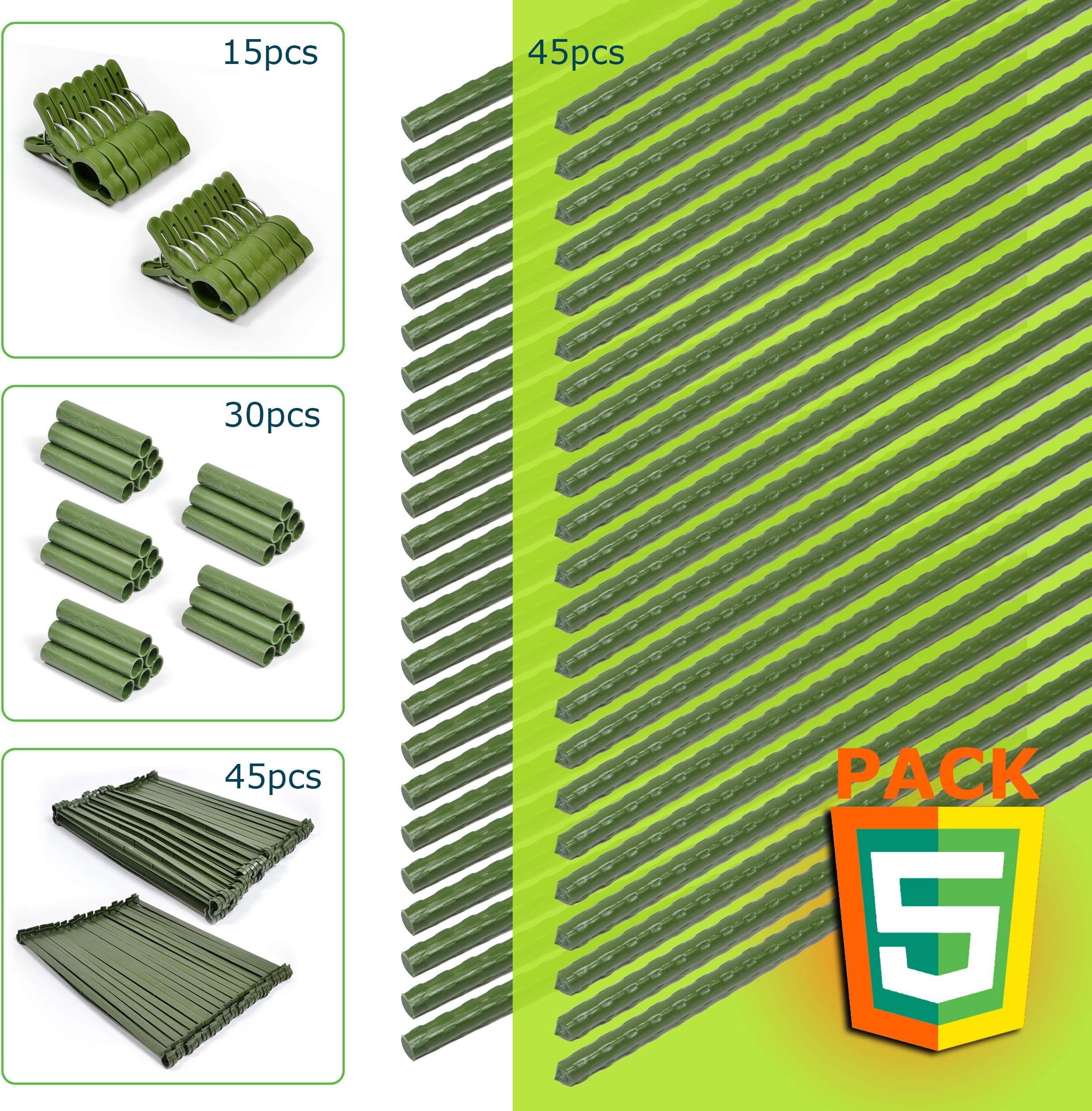 CHAIRLIN Tomato Cage Plant Stakes Plant Support Plant Cage Plant Stems Plant Trellis for Potted Plants with Plant Clips Garden Stakes 5Sets