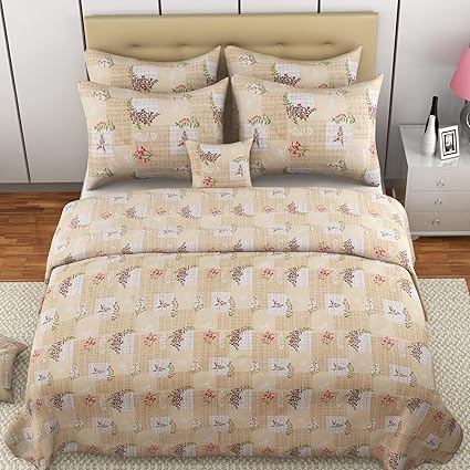 California King by MAFATLAL , 100% Cotton Bedsheets for Double Bed with 2 Pillow Covers , Hypo Allergenic | Soft Finish | Wrinkle Free King Size Bedding Set Combo (Peach)