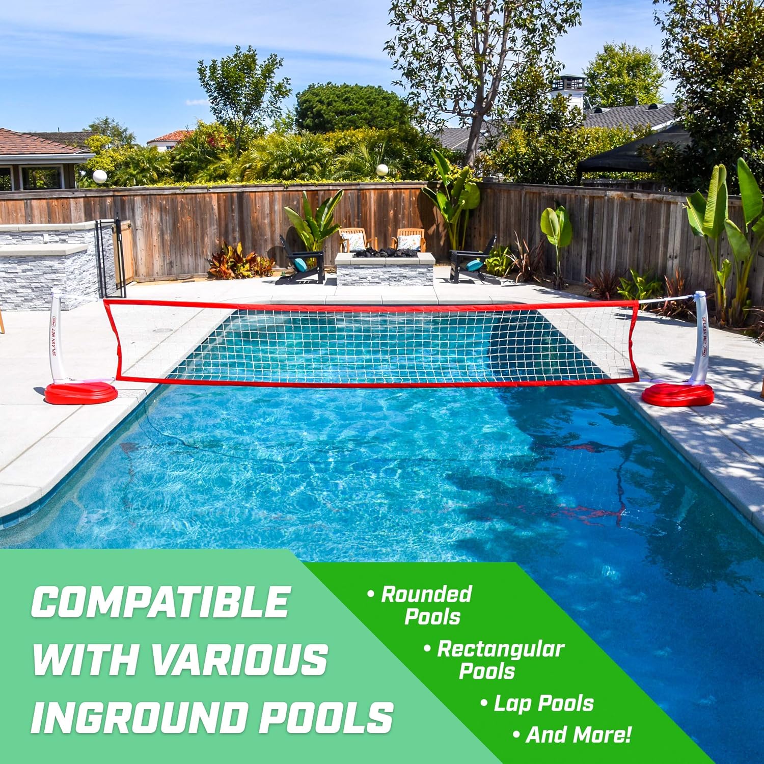 GoSports Splash Net PRO Pool Volleyball Net Includes 2 Water Volleyballs and Pump, Red : Sports & Outdoors