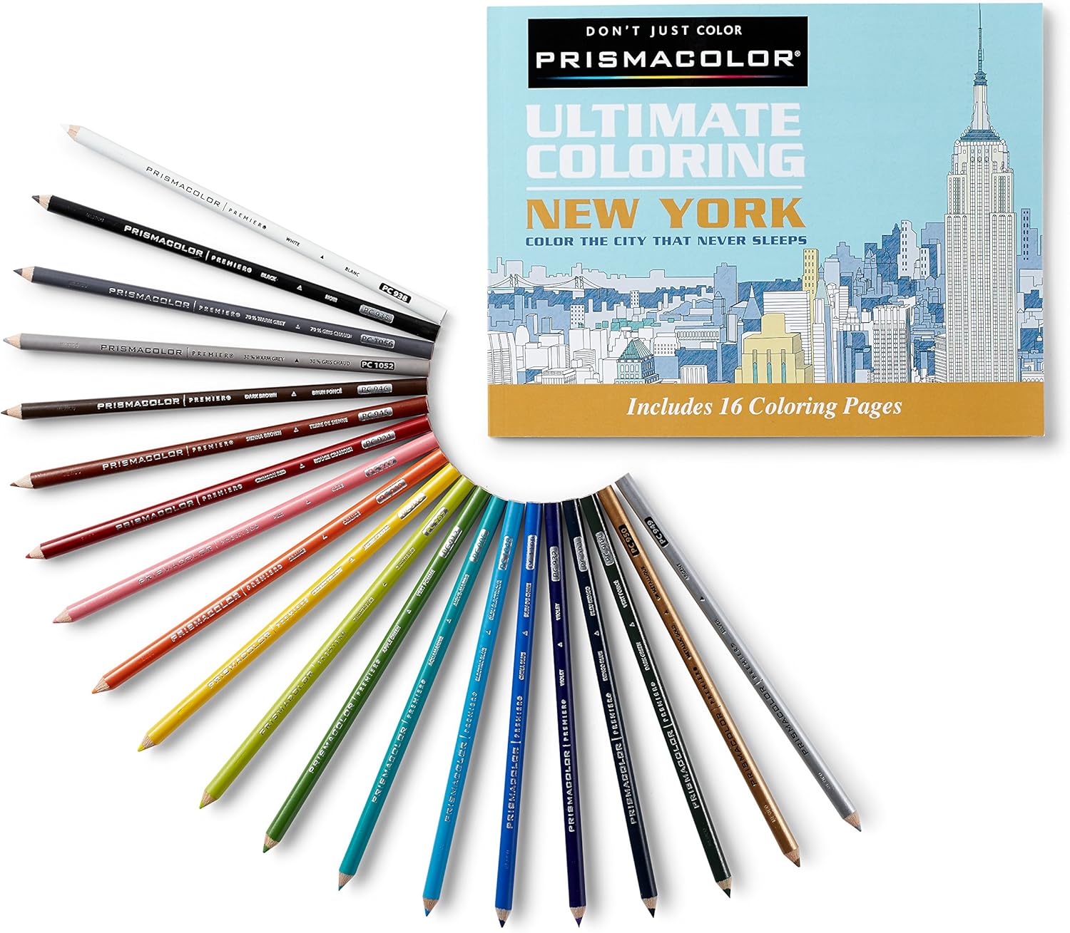 Prismacolor Premier Soft Core Pencils Adult Coloring Book Kit, New York City, 21 Pieces: Office Products