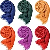 Geyoga 6 Pcs Women Scarf Shawl Hijab Scarfs Cotton Blend Shawl Crinkle Wrap Head for Seasons