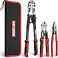 RIZOM 3-Piece Bolt Cutter Pliers Set, 14" Heavy Duty Bolt Cutter, 8" Mini Bolt Cutter, 8" Wire Cable Cutter with Carrying Bag, Cr-V Blade for Cutting Locks, Steel Wire, Barbed Wire, Chains