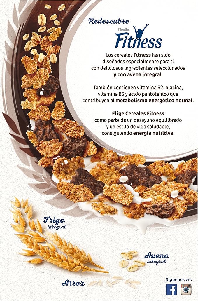 Cereales NESTLÉ Fitness con chocolate negro - Copos de trigo ...