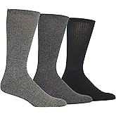 Chaps Men's Solid Mock Rib Crew Poly Cotton Blend Socks (3 & 6 Pairs)