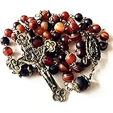 elegantmedical HANDMADE Details about Natural Carnelian beads Vintage Catholic Rosary Box Jesus Cross Necklace for Prayer