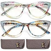 YTDBNS Cat Eye Reading Glasses for Women, Eyeglasses, Blue Light Readers for Women, Computer Eye Glasses, Cheaters, Stylish Glitter Frame for All Face Shapes, 2.0
