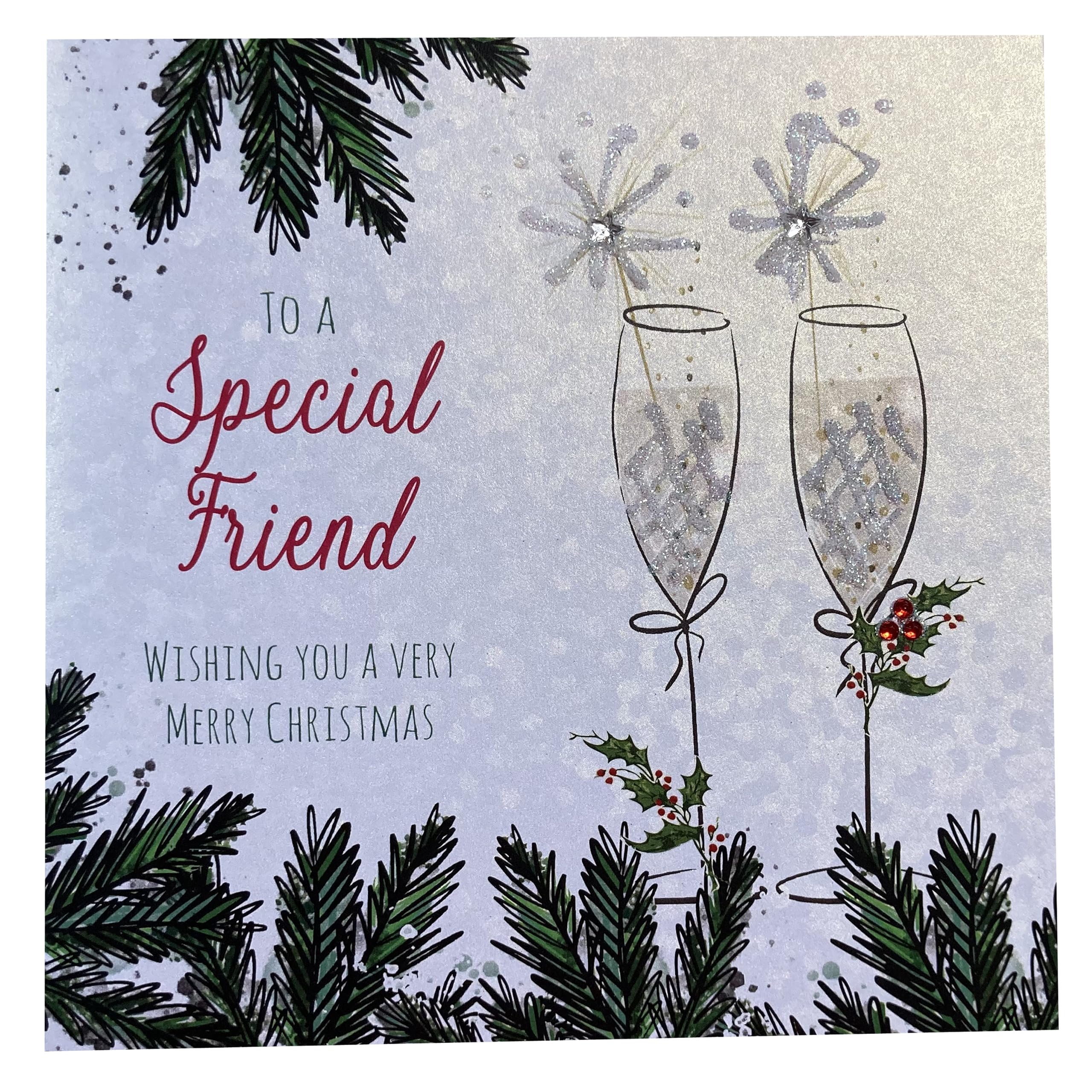 white cotton cards X70 Special Friend Handmade Christmas Card, White