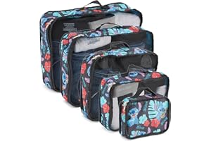 Disney Minnie Mickey Stitch Packing Cubes - Winnie the Pooh, Princess Cinderella, Cars, Toy Story 5 Piece Packing Cubes Compression - Travel Essential - Luggage Suitcase Organizer Set