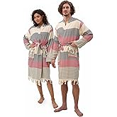 ATANI 100% Turkish Cotton Bathrobe S-XXL for Women & Men – Peshtemal Style Soft Cozy Lounge Robe, Absorbent & Lightweight