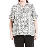 Max Studio Women's Plus Size Elbow Sleeve Ruffle Blouse