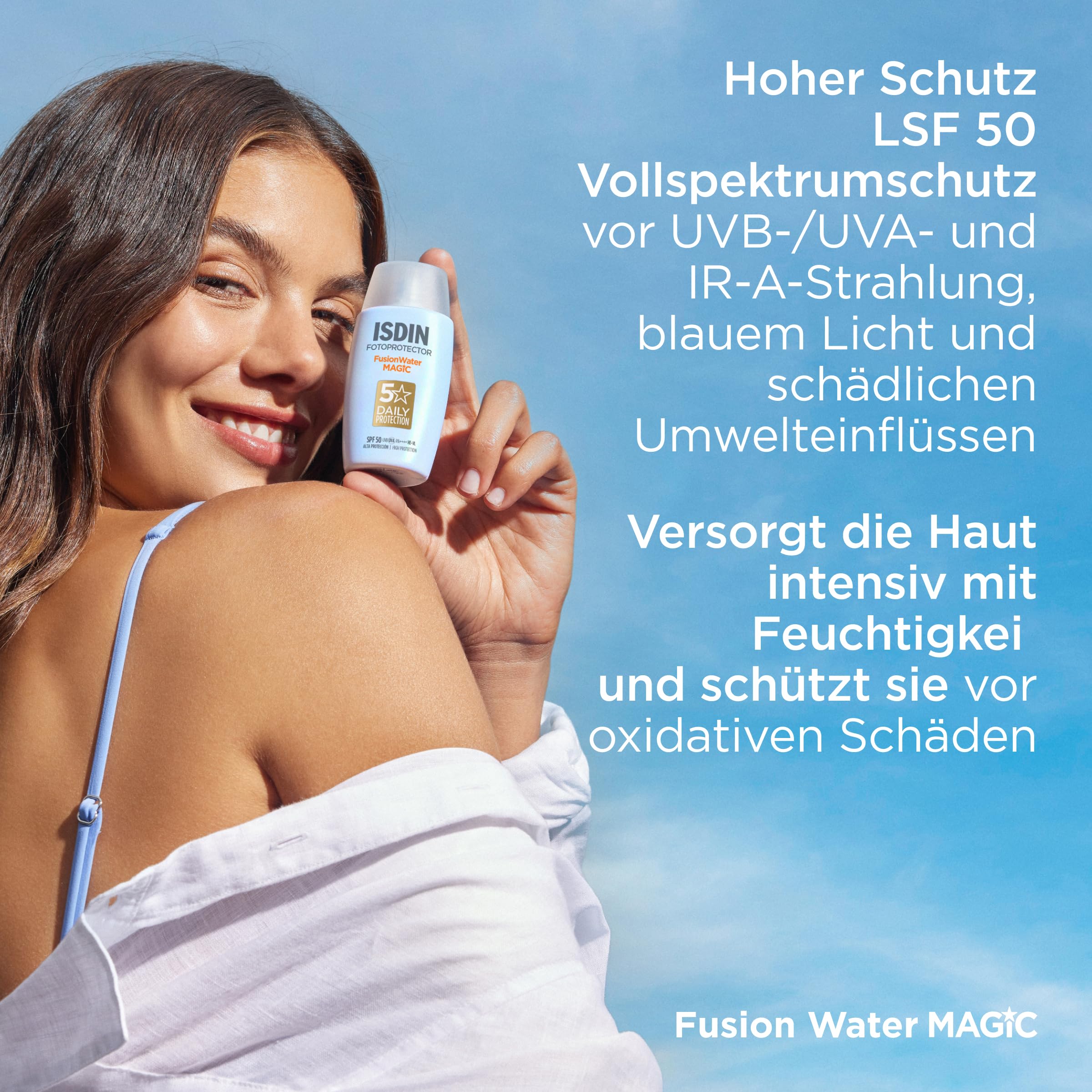 ISDIN Fusion Water Magic LSF 50 Sonnencreme Gesicht - Täglicher Sonnenschutz & Feuchtigkeit - Ultraleicht, Zieht sofort ein, 50ml 4