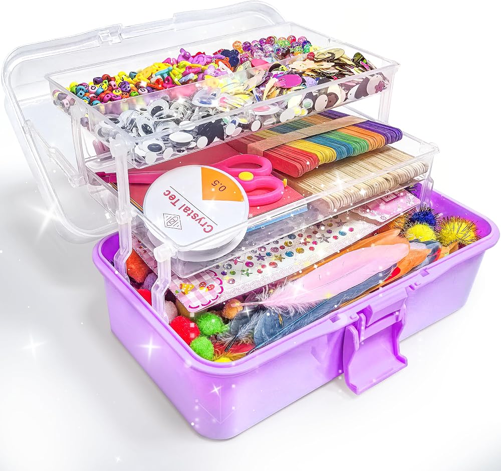 obqo 3000+ Pcs Kids Art and Craft Box Purple All in One Set