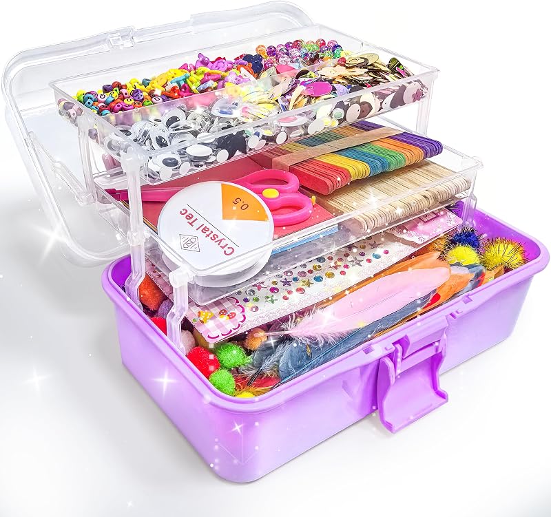 obqo 3000+ Pcs Kids Art and Craft Box Purple All in One Set
