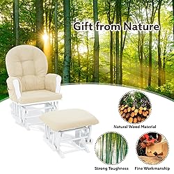Naomi Home Glider and Ottoman Set White/Cream