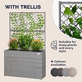 CASARIA Large Rattan Garden Trough Planter With Trellis 3 Pots Grey view 4