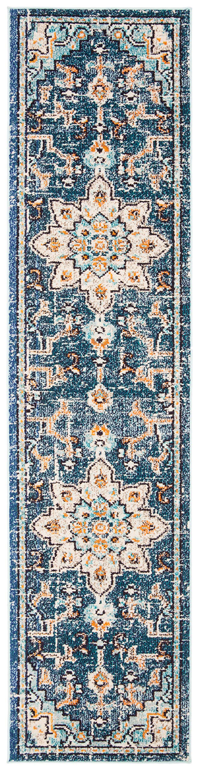 Safavieh Modern Chic Rug for Living Room Dining Room Bedroom - Madison Collection Short Pile, Blue and Light Blue, 24" x 36"