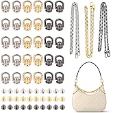 D Ring Stud Screw Ball, 30 Pcs Rotatable Post Head Buttons With 3 Pcs Purse Strap Extender, D Ring Stud Screw Ball for DIY Pu