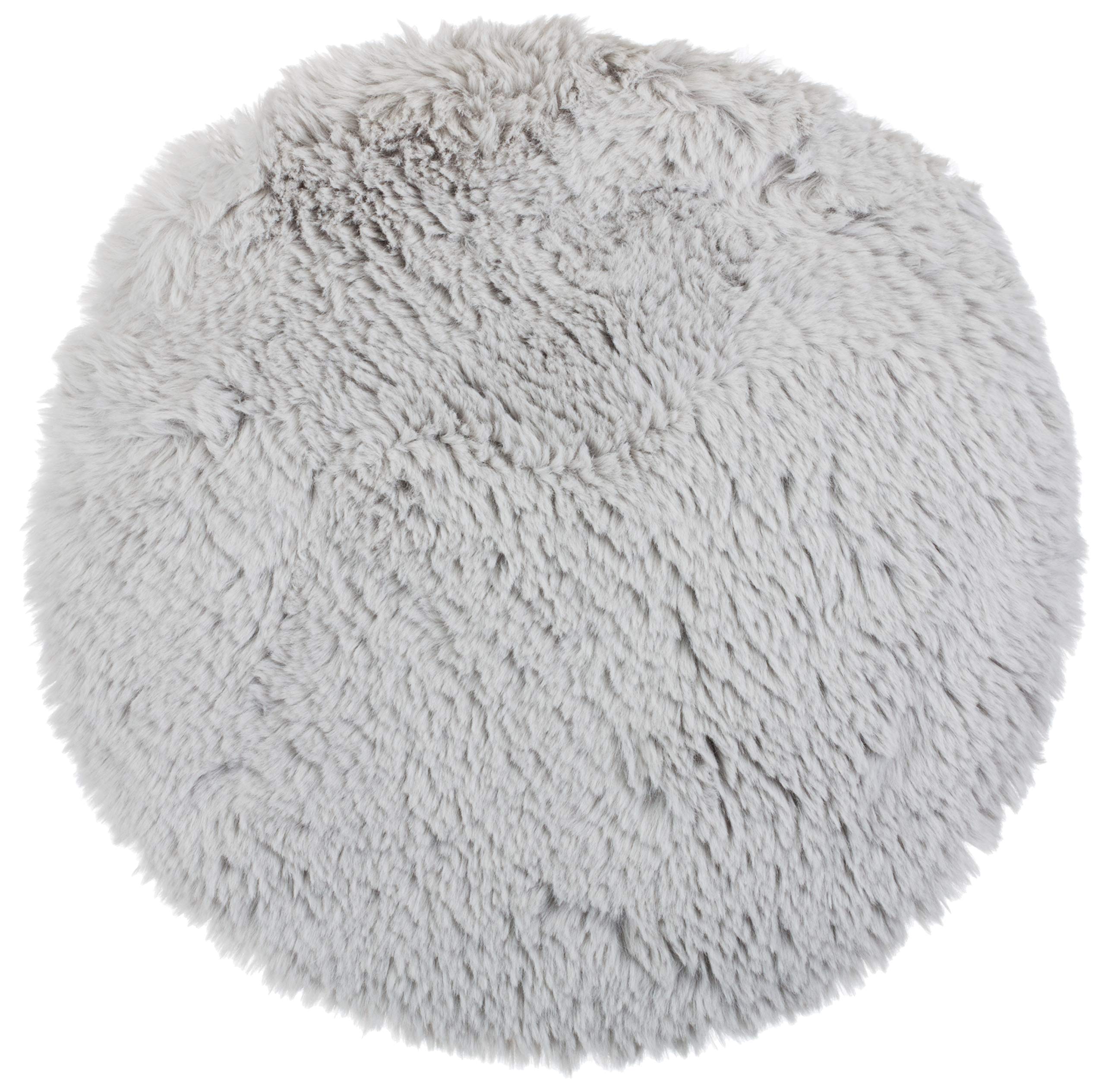 Brandsseller Seat Cushion Rug Lambskin Look Faux Fur Lambskin Rug Round Diameter 38 cm Light Grey
