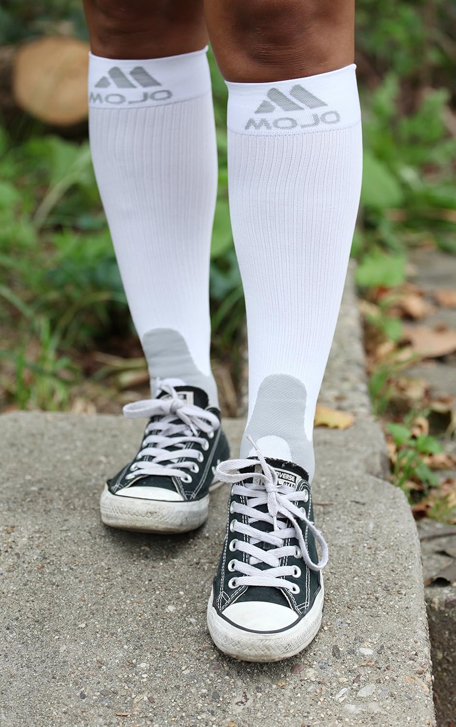 2XL Mojo Compression Socks 20-30 mmHg Large Ankles Extra Wide Calf Compression Stockings White XXL: Health & Personal Care