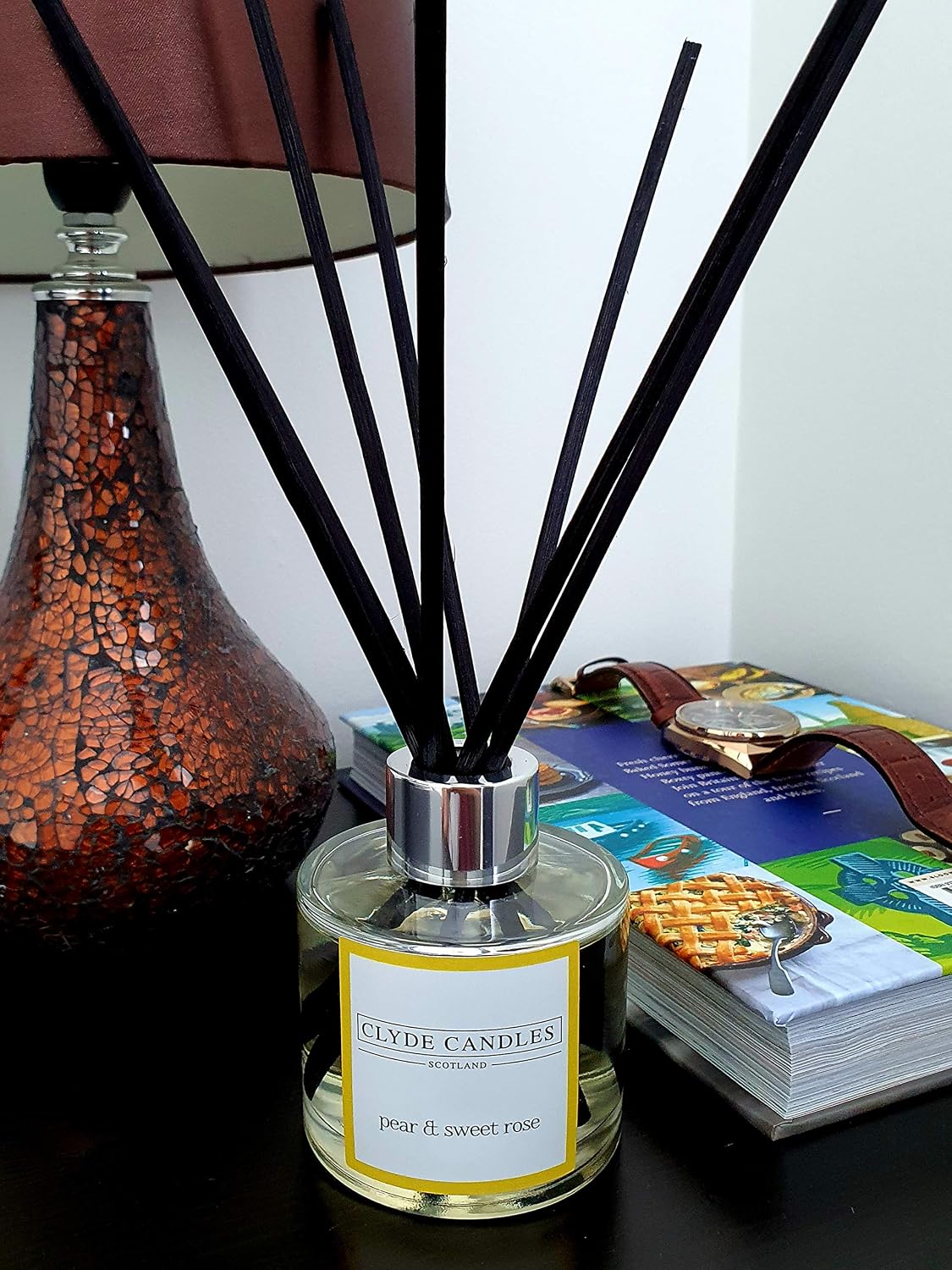 Pear & Sweet Rose Reed Diffuser, Clyde Candles, Luxury Diffuser Oil with a Set of 7 Fibre Sticks, 100ml - Image 4