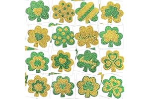 36 PCS CUTELIILI St. Patrick's Day Lucky Temporary Tattoo,Glitter Body Jewelry 4.5‘’X4.7‘’ 4 sheets,Party Favours Flash Shamrock Face Tattoo Stickers