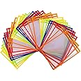 30 Multicolored Dry Erase Pockets, Oversize 10 x 13 Pockets, Perfect for Classroom Organization, Reusable Dry Erase Pockets, Teaching Supplies, 30 Pack