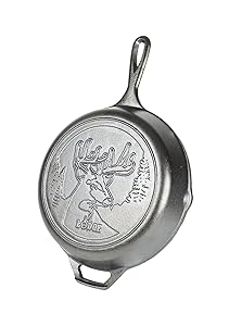 Lodge L8SKWLDR Wildlife Series-10.25 Inch Seasoned Cast Iron Skillet with Deer Scene and Assist Handle, 10.25", Black