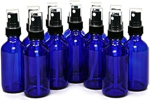 Vivaplex 2 oz Glass Bottles, with Black Fine Mist Sprayers, Cobalt Blue, 12-Count