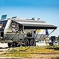 YESCAMP Manual RV Awning Complete Kit Retractable Camper Awning for RV or Trailers RV Roll Out Awning for Camper or 5th Wheel,Travel Trailers,Toy Haulers,Motohome(10Ft,Black Frame,Black Stripe)