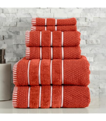 Amazon.com: Bedford Home Home 100% Cotton Rice Weave 6 Pc Towel